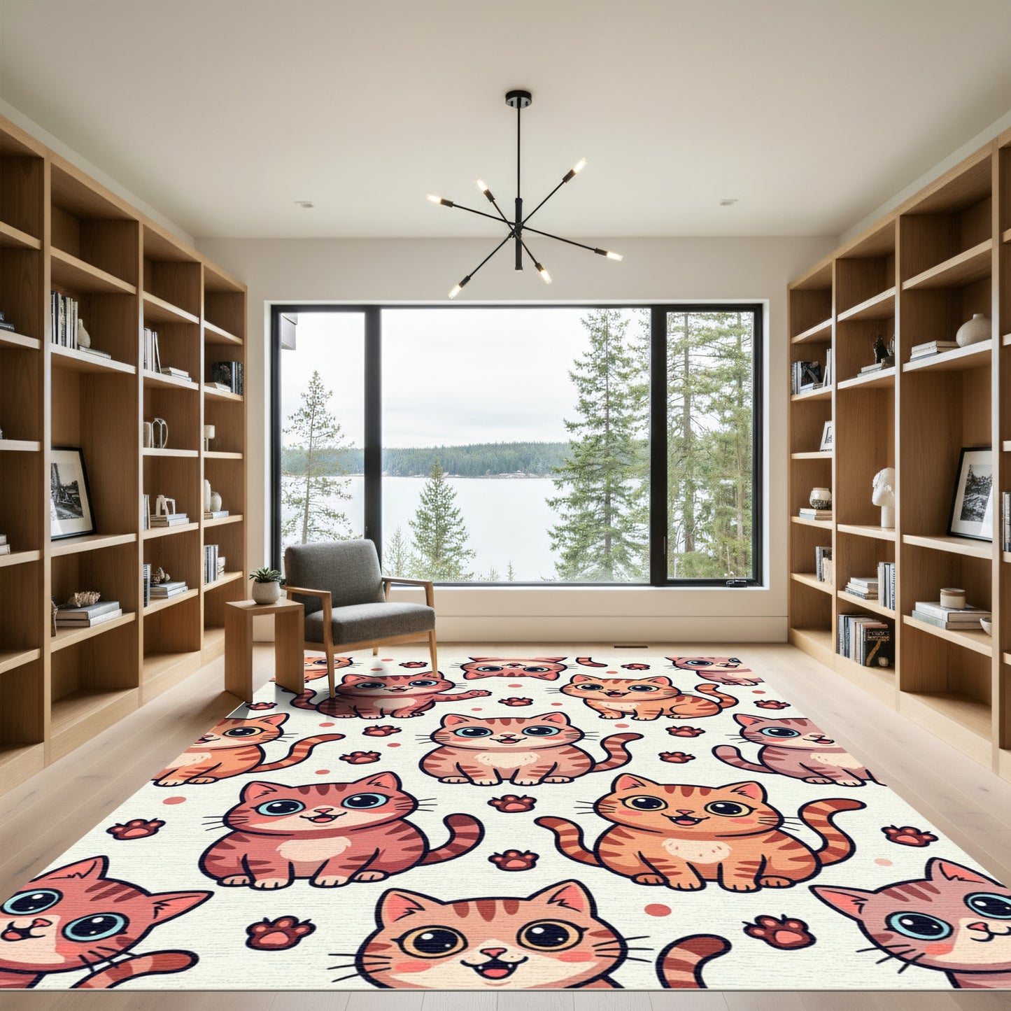 Cute Kawaii Kitten Cat Paw Illustration Rug