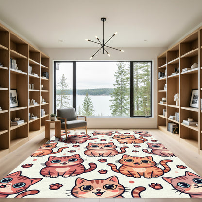 Cute Kawaii Kitten Cat Paw Illustration Rug