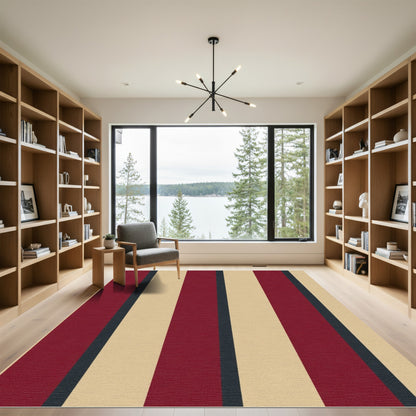 Classic Red Beige Vertical Stripe Rug