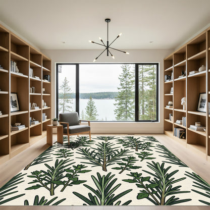 Green Rosemary Thyme Botanical Arrangement Rug