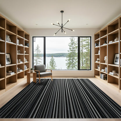 Modern Gray Vertical Stripe Arrangement Rug