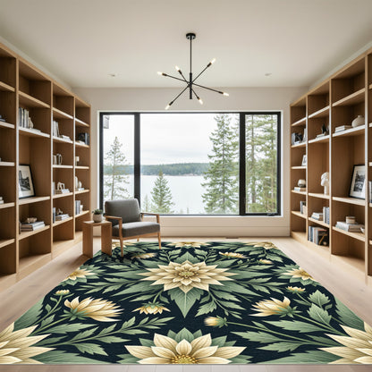 Cream Botanical Floral Symmetry Rug