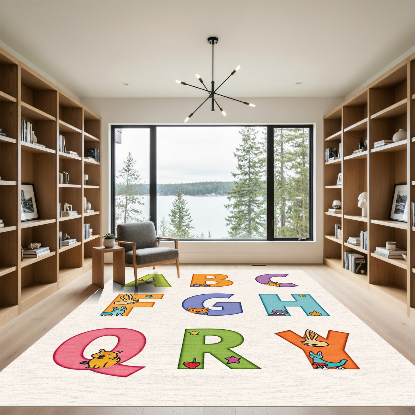 Whimsical Letters With Animals And Fruit Rug