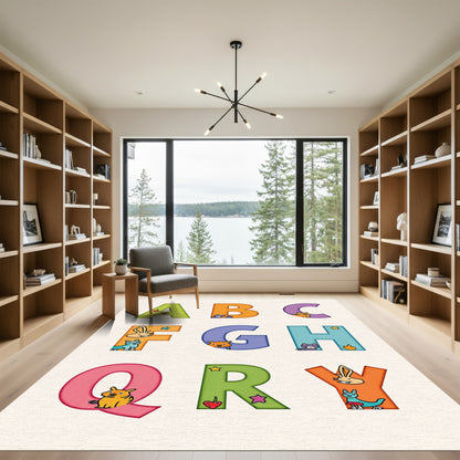 Whimsical Letters With Animals And Fruit Rug