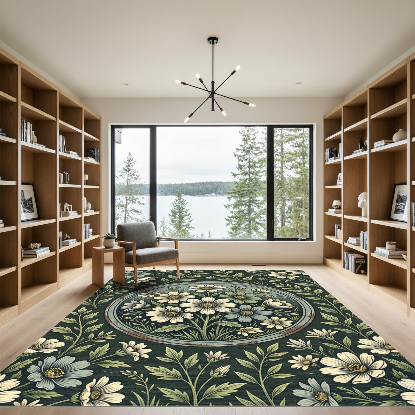 Vintage Botanical Floral Round Medallion Rug