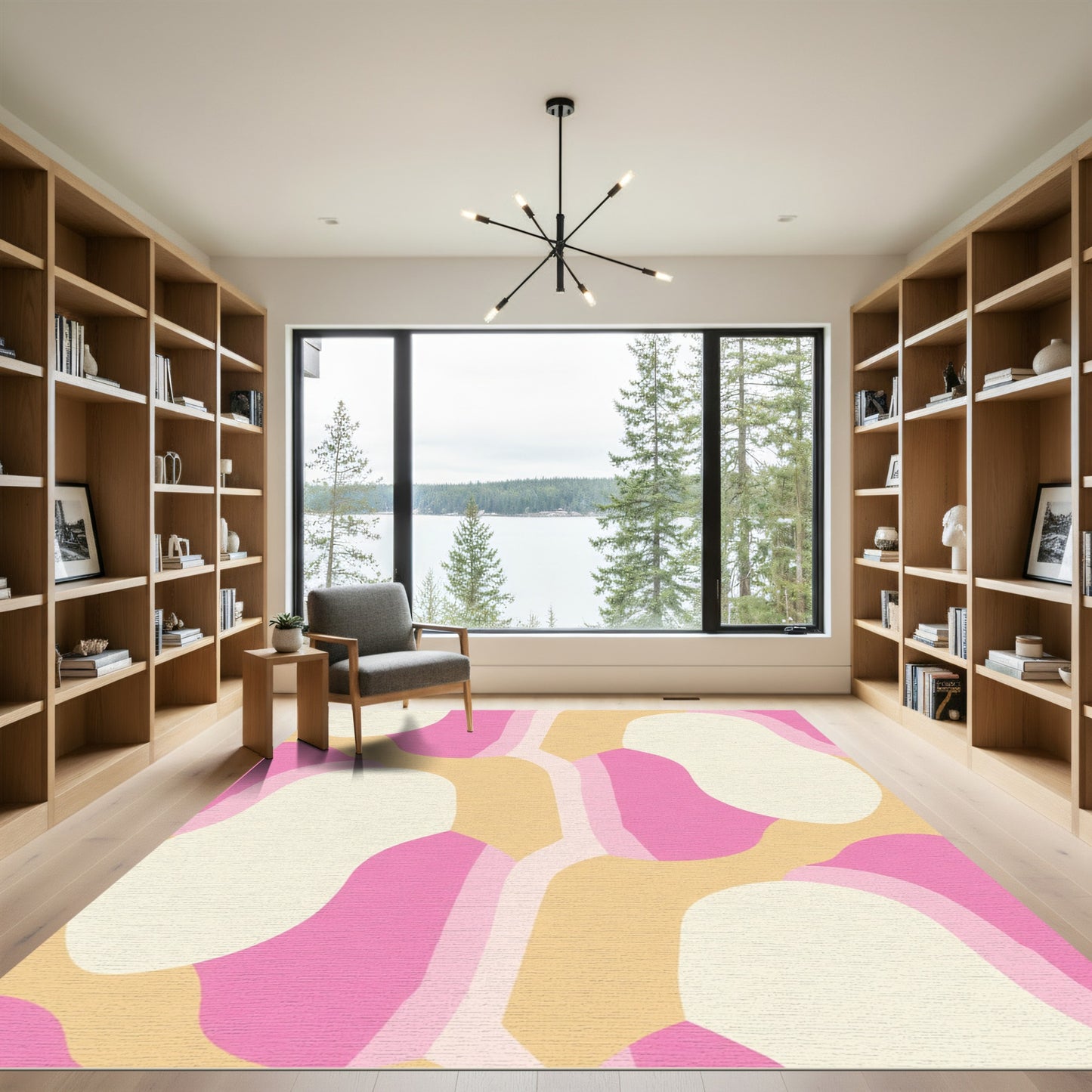 Retro Pink and Peach Organic Shapes Rug