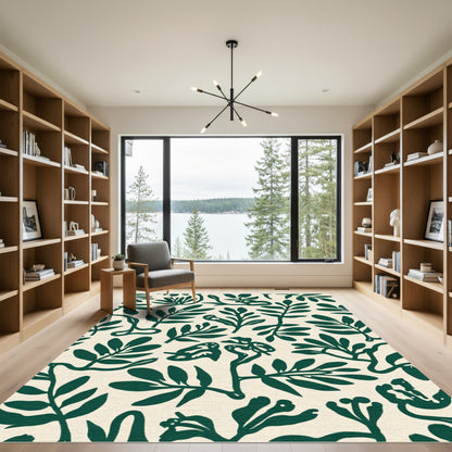 Deep Emerald Botanical Swirls Rug