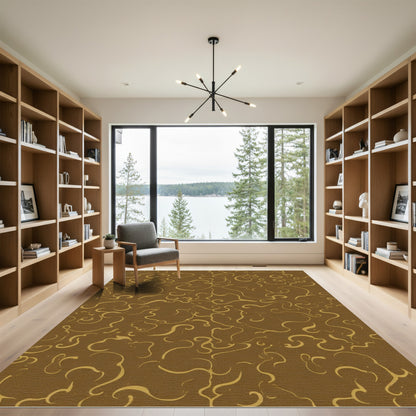 Golden Swirl Cloud Abstract Rug