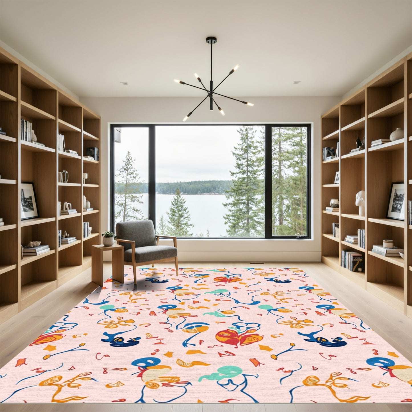 Whimsical Abstract Floral Playful Figures Rug