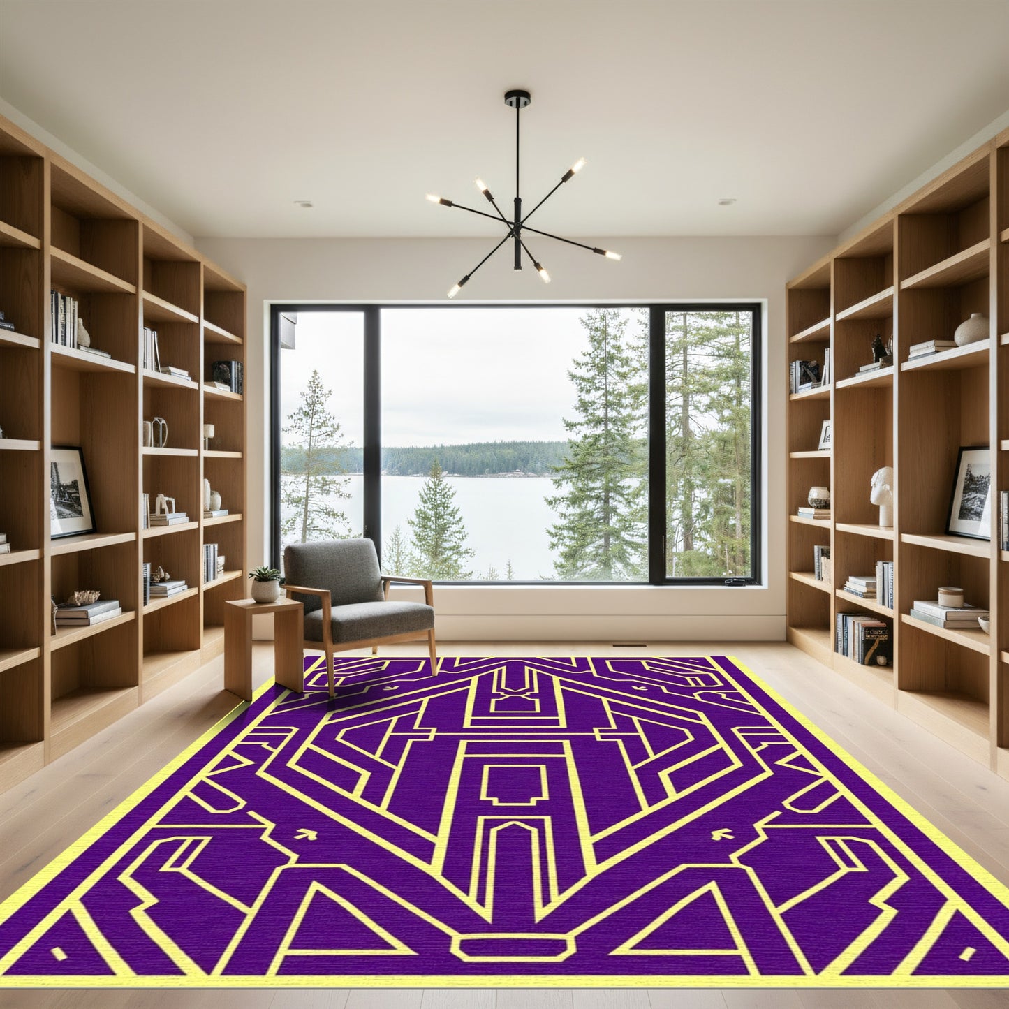 Purple Yellow Geometric Art Deco Rug