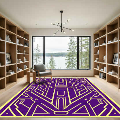 Purple Yellow Geometric Art Deco Rug