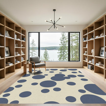 Navy Blue Scattered Circles Rug