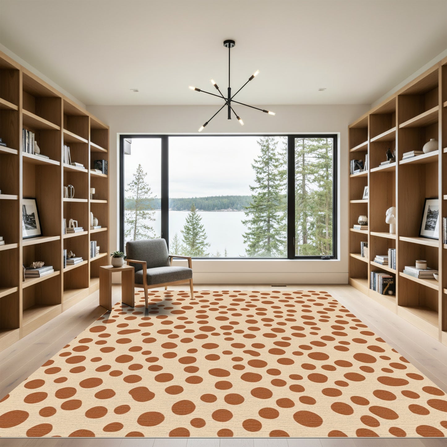 Earthy Brown Scattered Dots Rug
