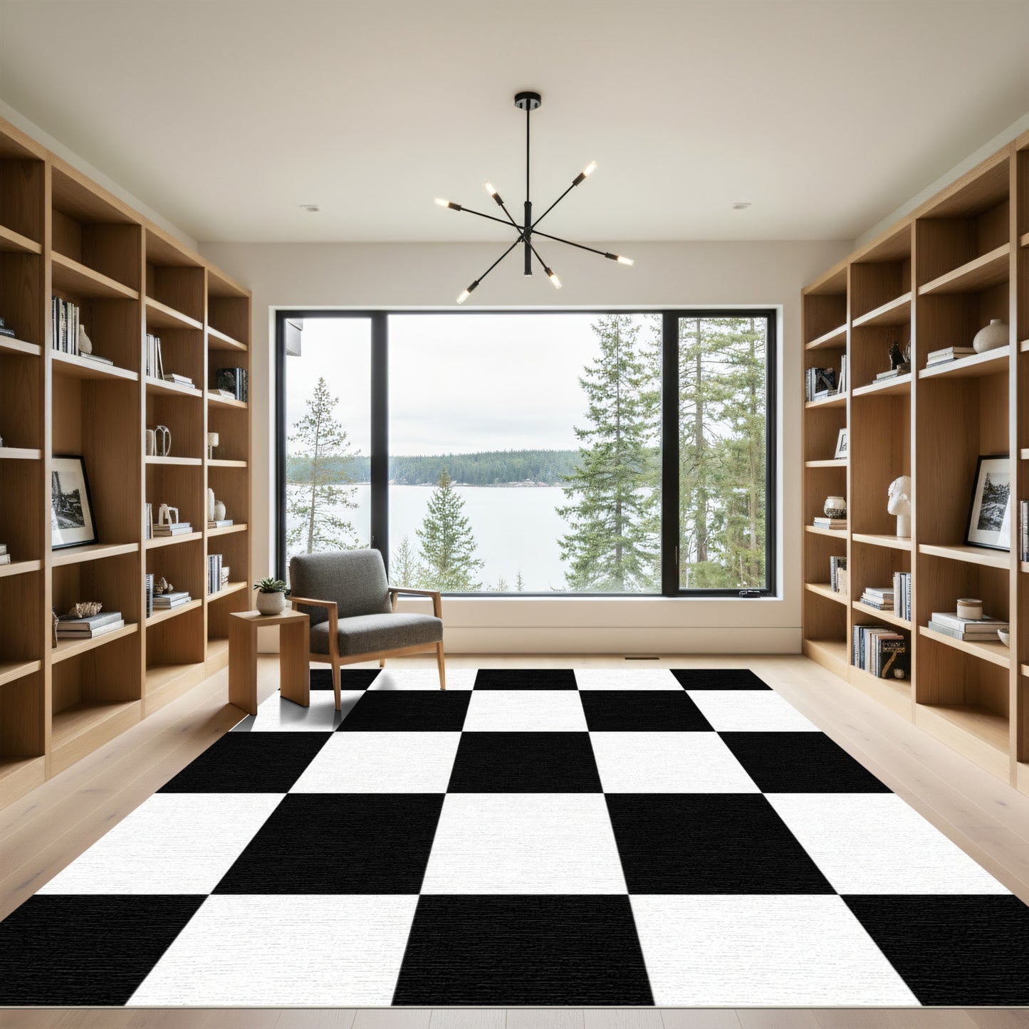 Monochrome Grid Blocks Rug