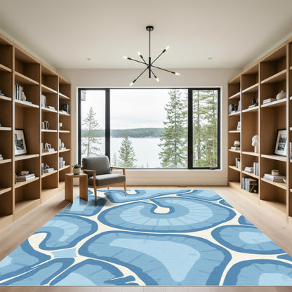 Calm Blue Organic Swirls Rug