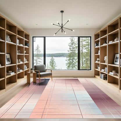 Muted Rose Geometric Overlay Rug