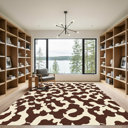 Brown and Cream Abstract Splatter Rug