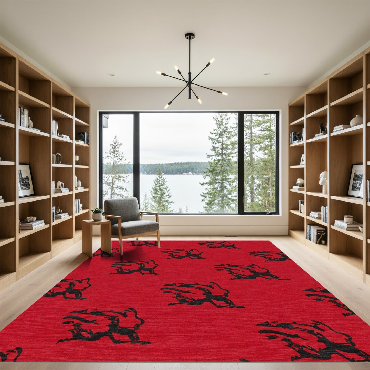 Crimson Abstract Human Forms Rug