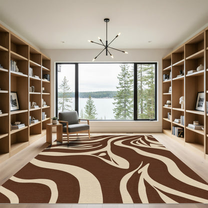 Brown Beige Animal Print Stripes Rug