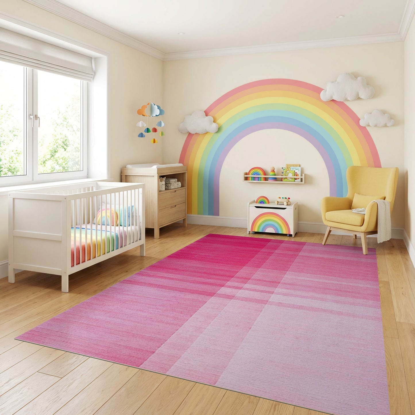 Modern Pink Gradient Plaid Rug