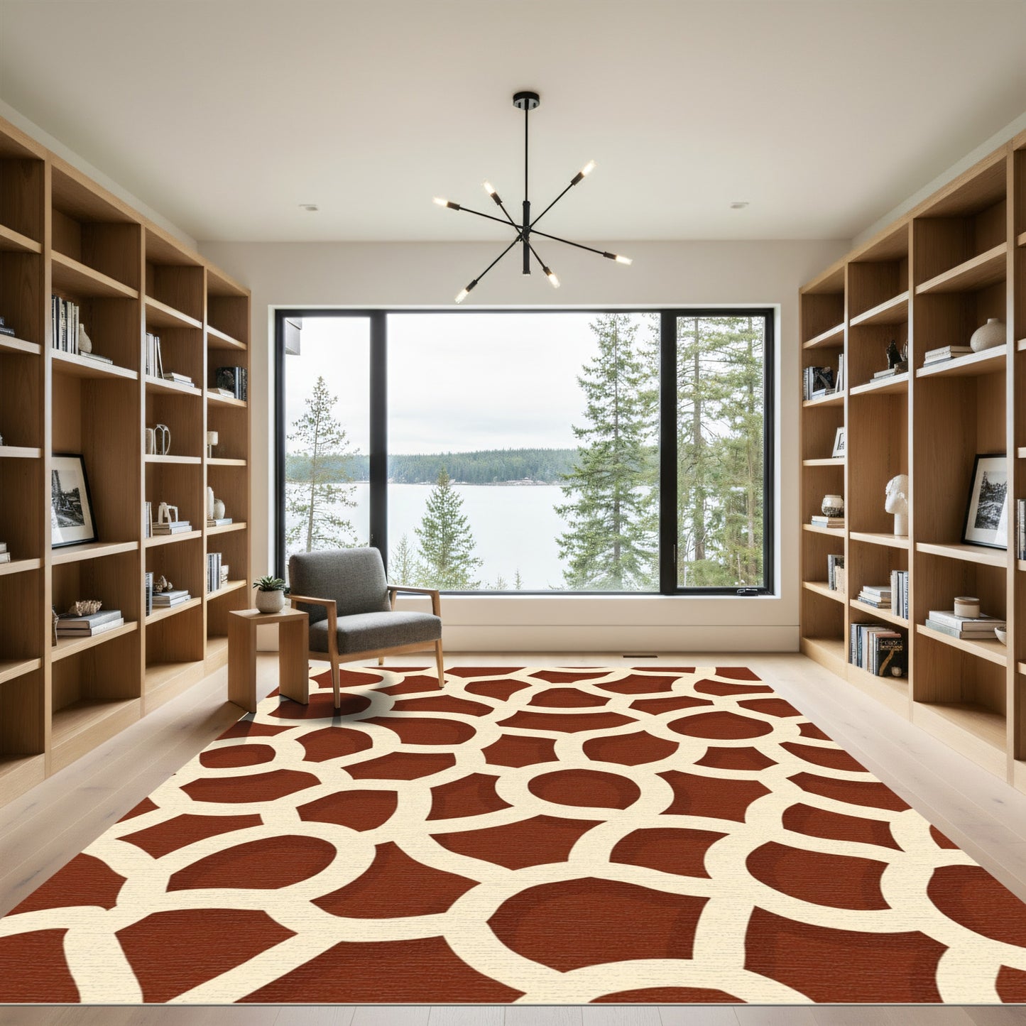 Brown Cream Irregular Organic Shape Rug