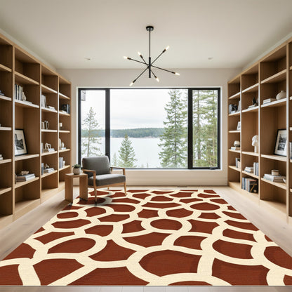 Brown Cream Irregular Organic Shape Rug