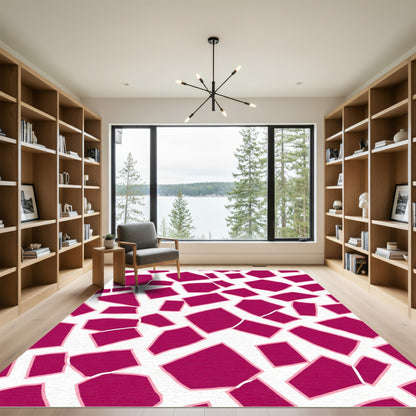 Crimson Abstract Tesselation Shapes Rug