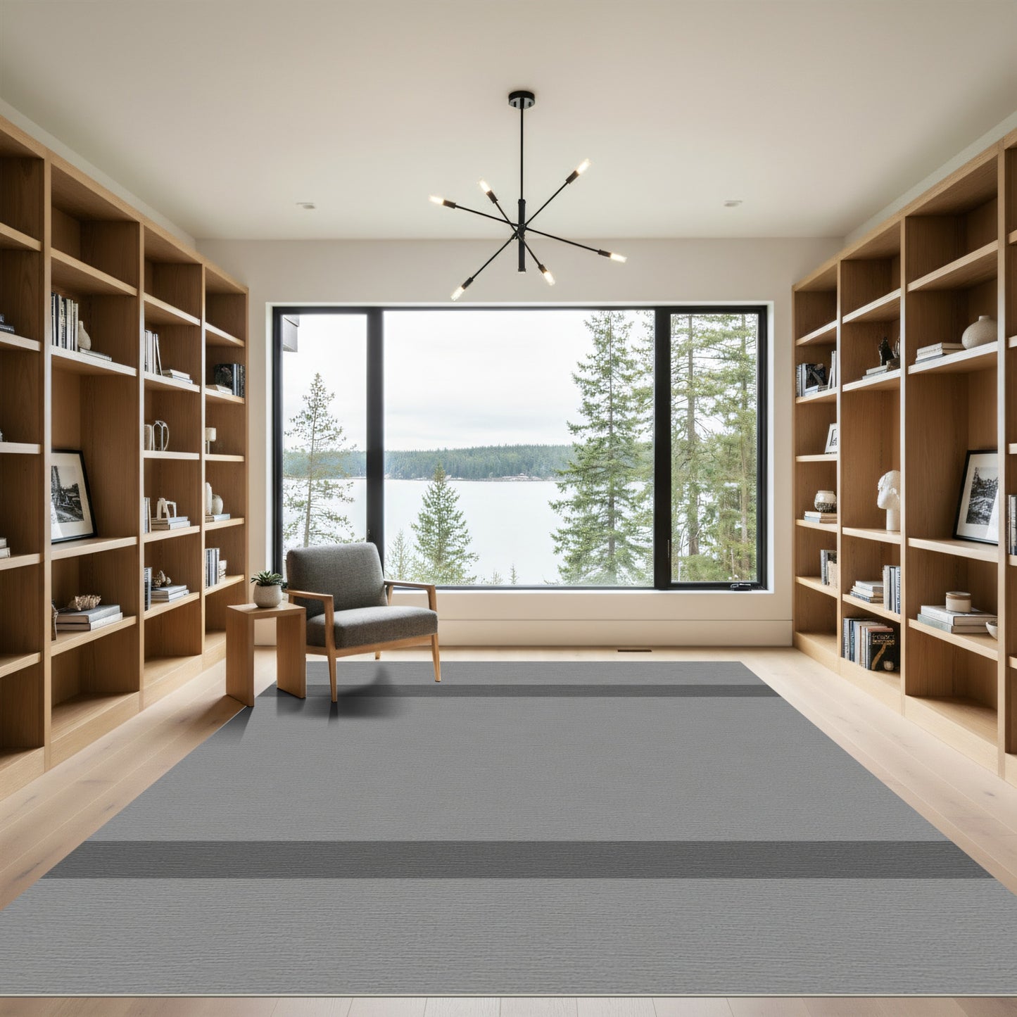 Gray Stripes Modern Geometric Rug