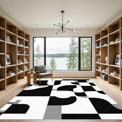 Monochromatic Abstract Geometric Composition Rug