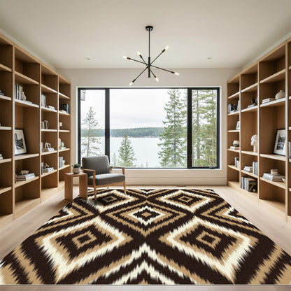 Earthy Diamond Zigzag Ikat Rug