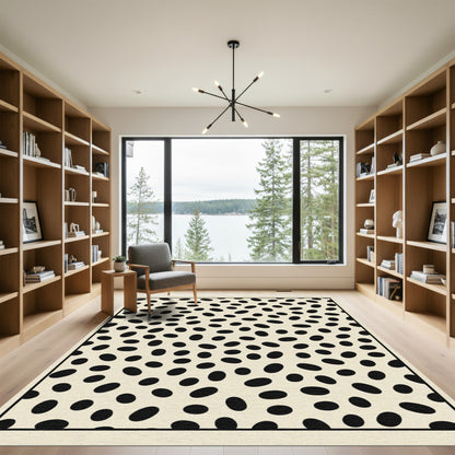 Abstract Stone Black Ivory Scattered Rug