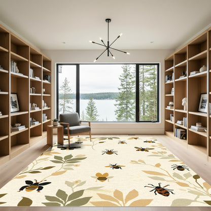 Golden Bee And Butterfly Botanical Rug