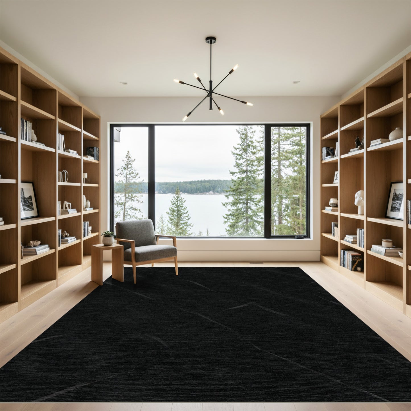 Sophisticated Black Marble Vein Rug