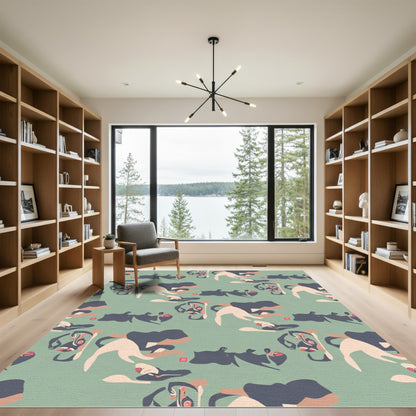 Abstract Figures Minimalist Sage Accents Rug