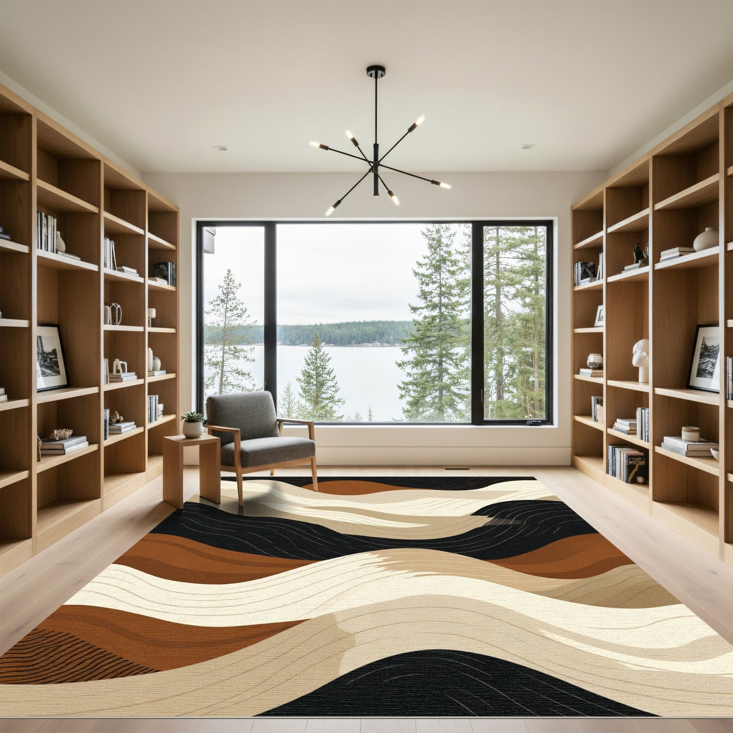 Abstract Earth Tones Wavy Landscape Rug