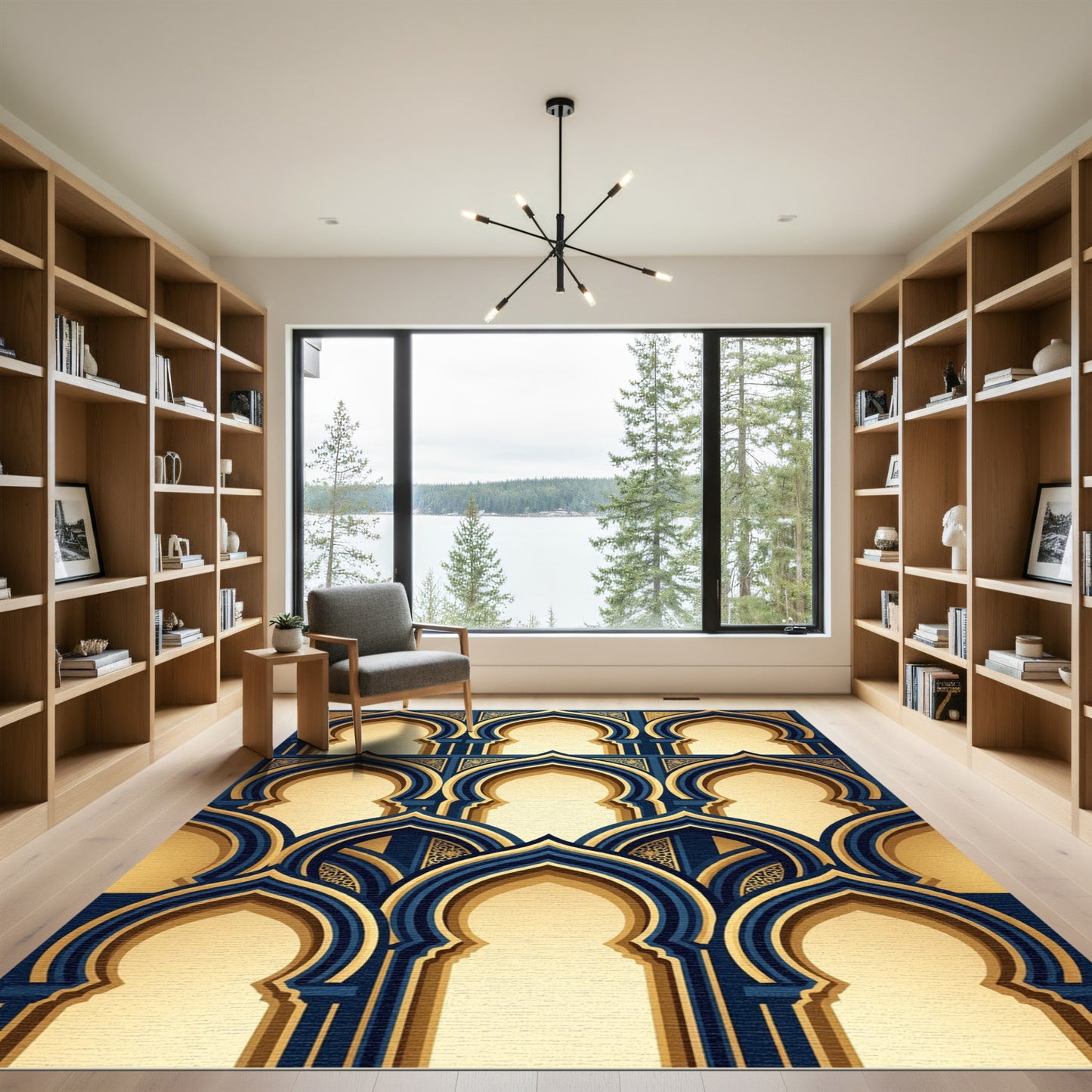 Navy and Gold Arched Gateway Rug