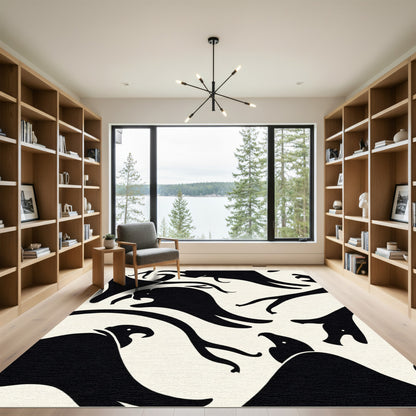 Black Eagles Abstract Movement Rug