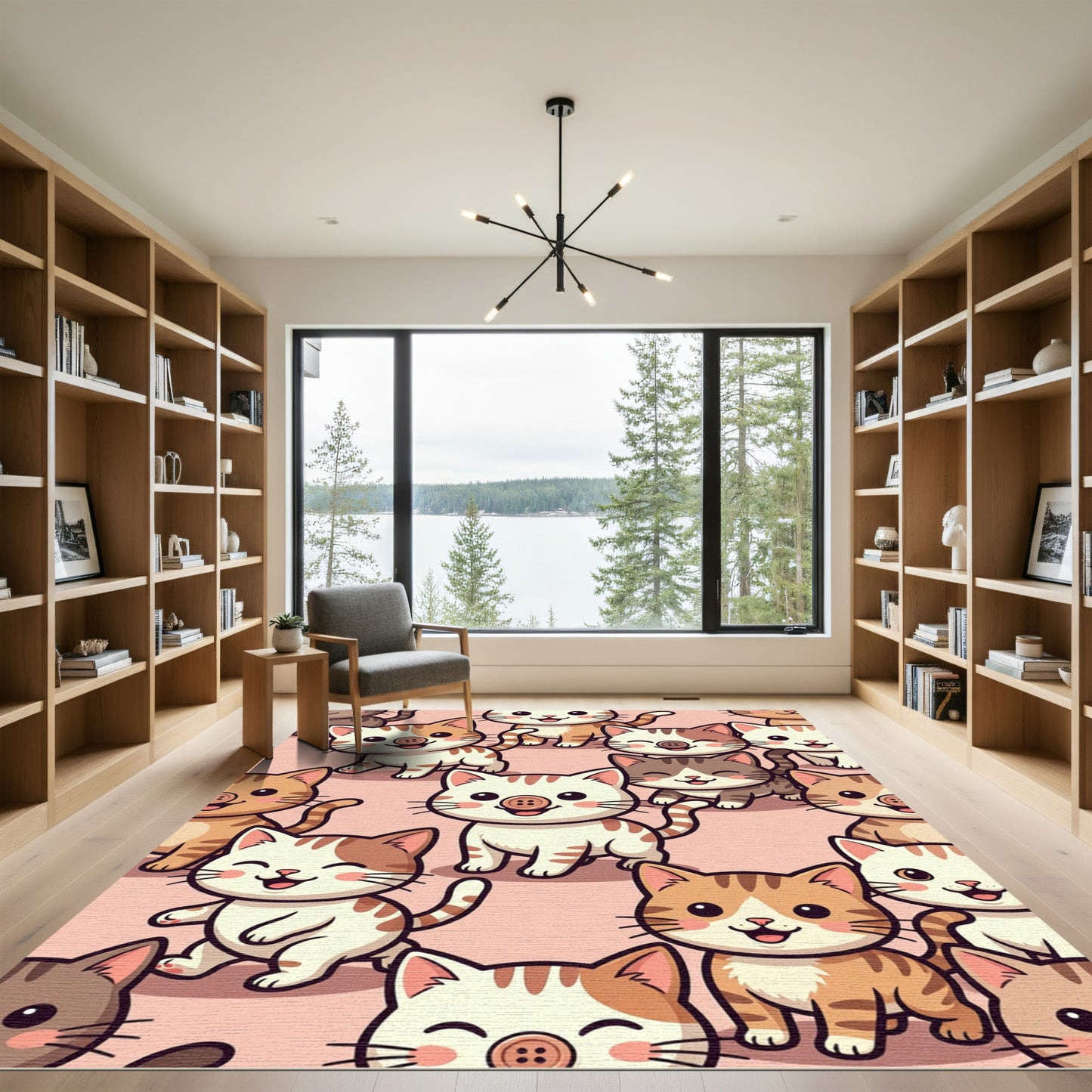 Cute Kawaii Kitten Button Nose Illustration Rug