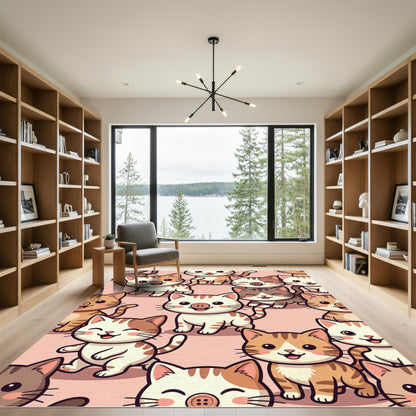 Cute Kawaii Kitten Button Nose Illustration Rug