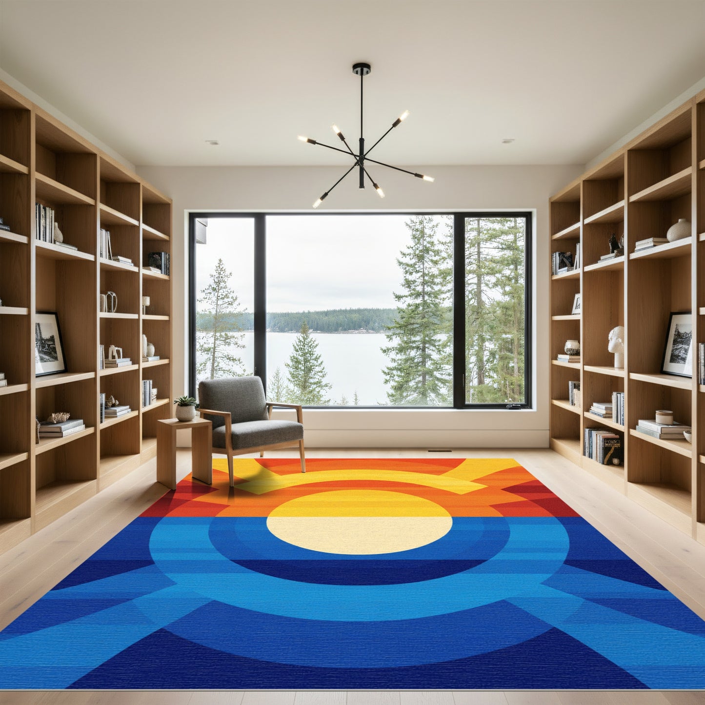 Vibrant Sunset Ombre Geometric Rug