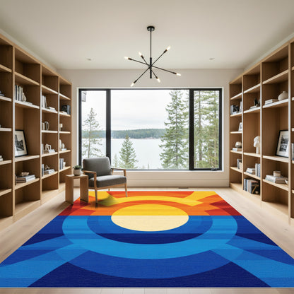 Vibrant Sunset Ombre Geometric Rug