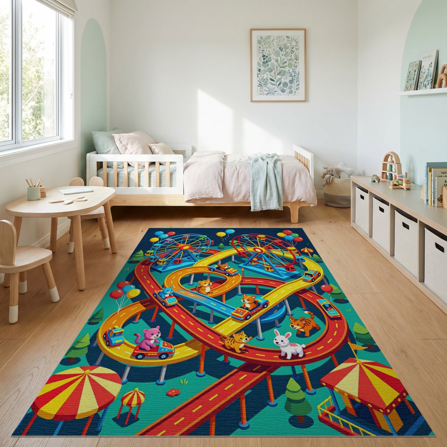 Colorful Carnival Animals Racing Rug