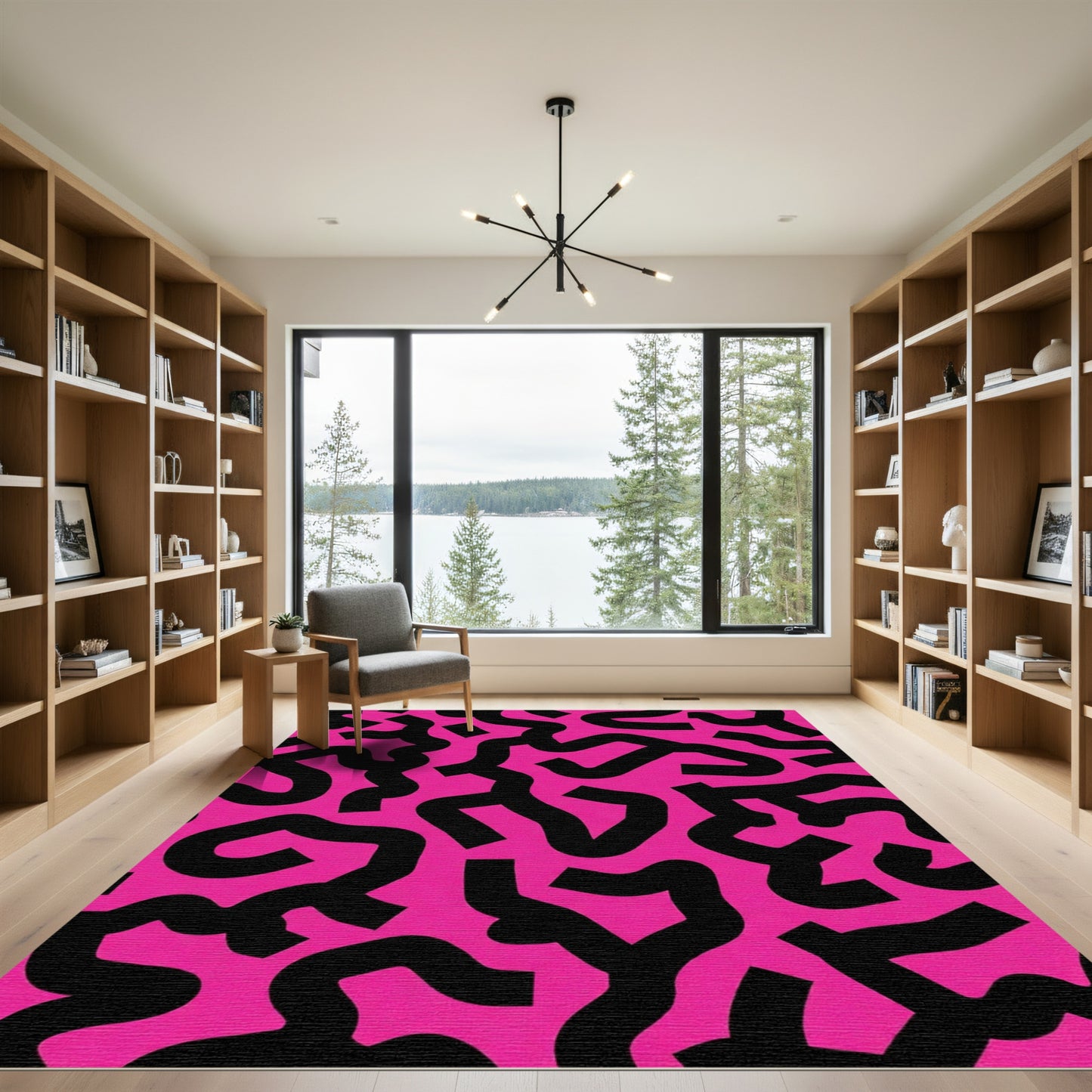 Bold Magenta Abstract Swirls Rug
