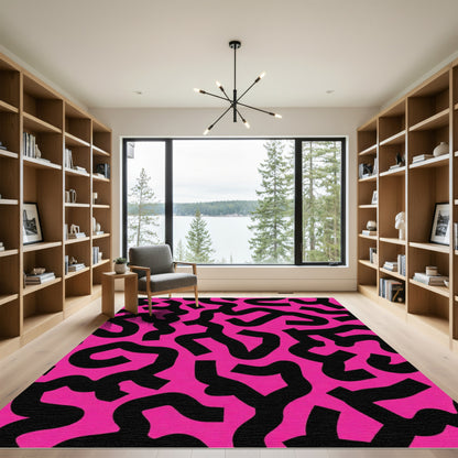 Bold Magenta Abstract Swirls Rug