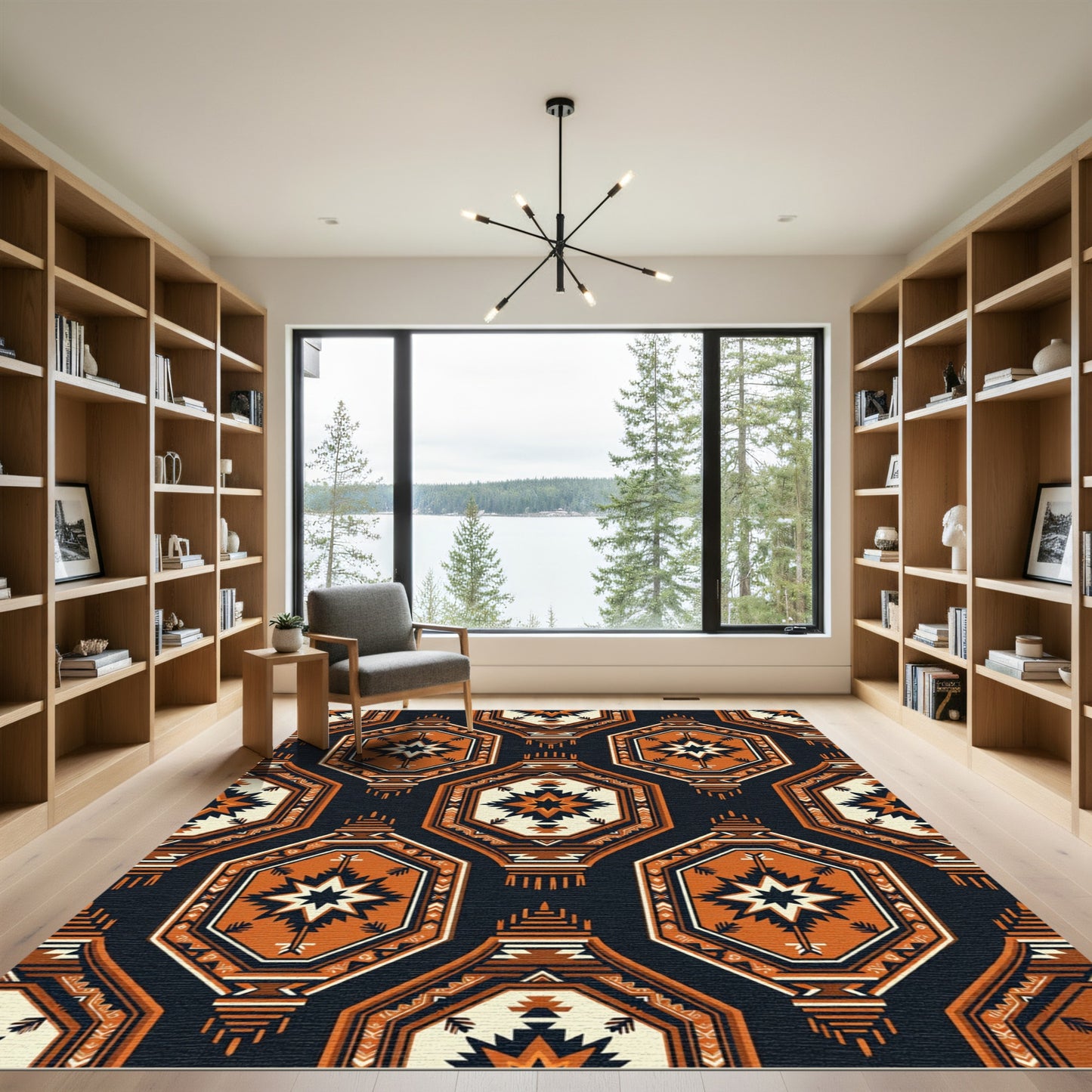 Geometric Terra Cotta Star Hexagon Rug