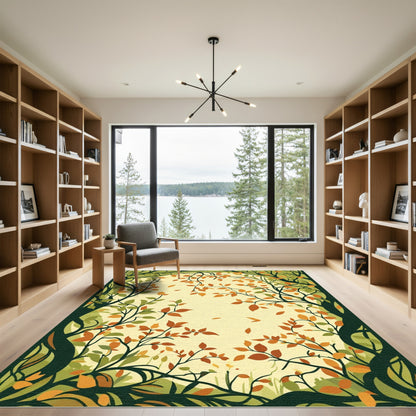 Vibrant Autumn Foliage Falling Leaves Rug