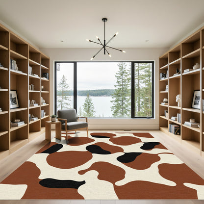 Brown Black Cream Organic Spots Rug