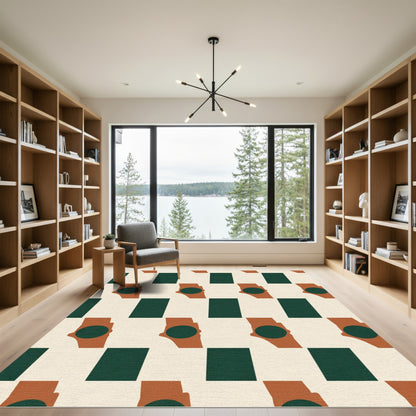 Geometric Hand With Circle Pattern Rug