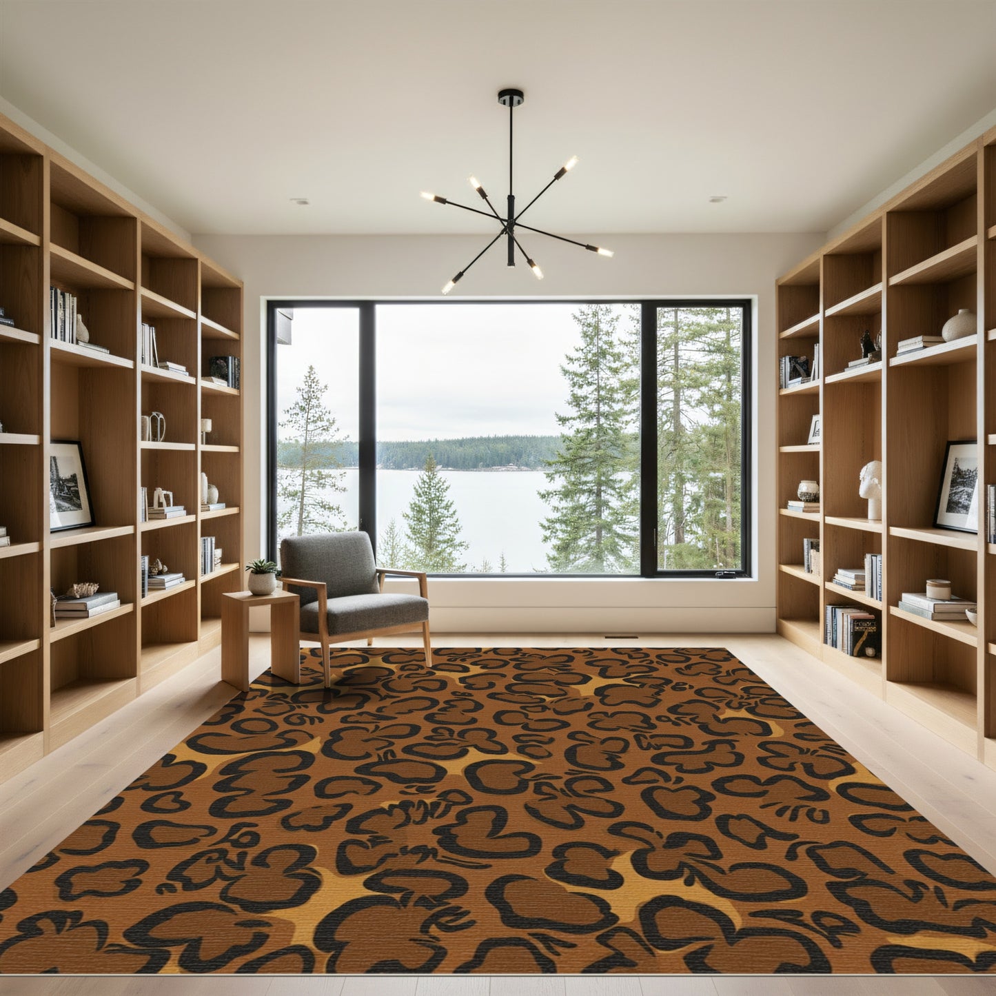 Brown Leopard Spots Abstract Rug
