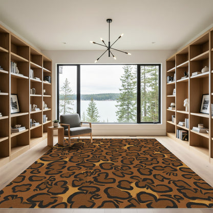 Brown Leopard Spots Abstract Rug